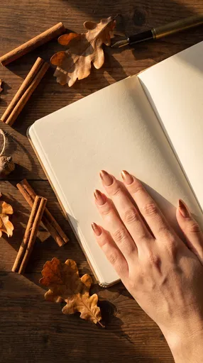 Copper Glitter Ombre Nails on Autumn Notebook