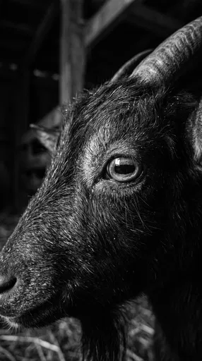 Monochrome Close-Up of Black Goat Eye