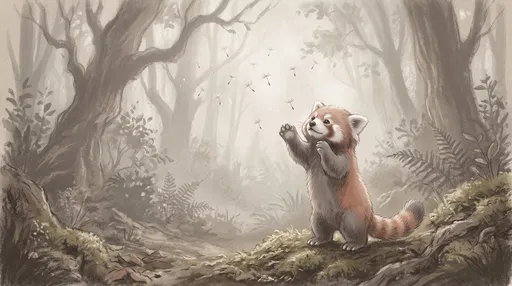 Red Panda Reaching for Dandelion Seeds