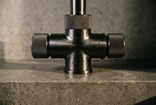 Close-Up of Knurled Gunmetal Faucet Base
