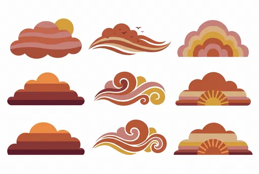 Retro Desert Sunset Cloud Clip Art