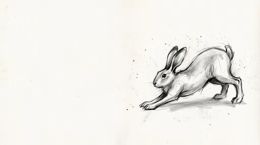 Charcoal Sketch of Stretching Rabbit