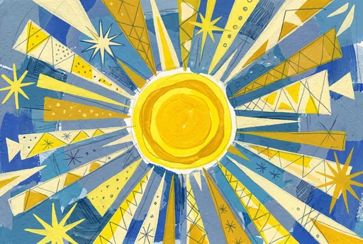 Mid-Century Modern Gouache Sun Illustration