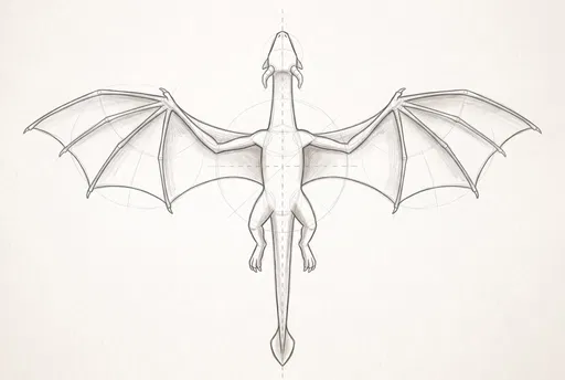 Top-Down Symmetrical Dragon Pencil Sketch