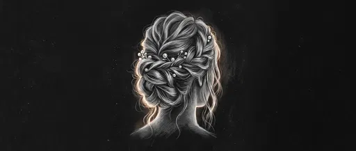 Charcoal Sketch of Bridal Chignon Hairstyle