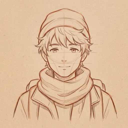 Anime Traveler Sketch on Kraft Paper