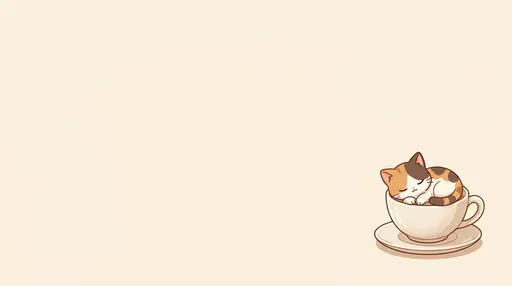 Kawaii Calico Cat Sleeping in Teacup