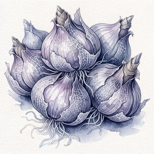 Botanical Watercolor of Gladiolus Corms