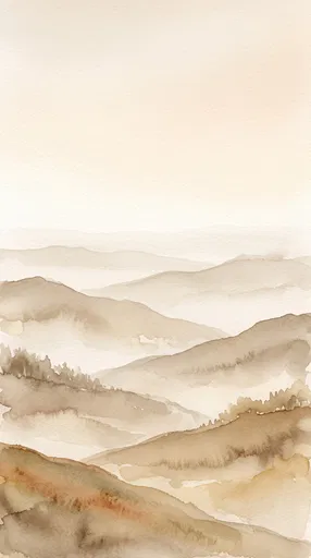 Beige Watercolor Rolling Hills Background