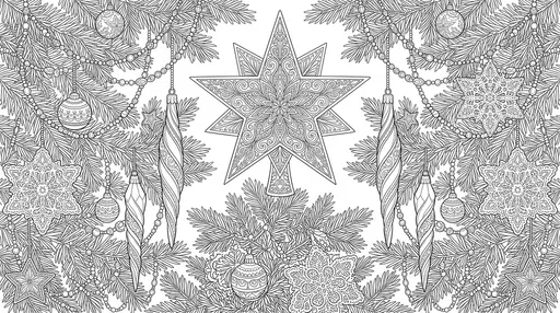 Intricate Christmas Star Topper Coloring Page