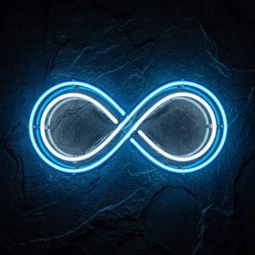 Glowing Blue Neon Infinity Sign on Slate