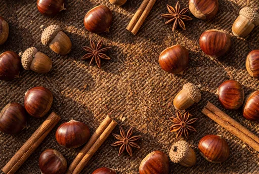 Autumn Flat Lay With Chestnuts and Spices
