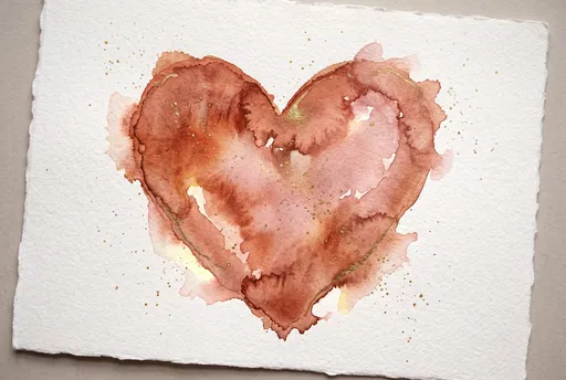 Terracotta Watercolor Heart With Gold Splatters