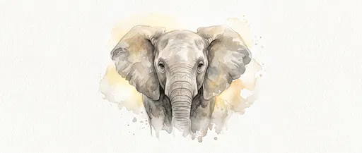 Delicate Watercolor Illustration of Gentle Elephant