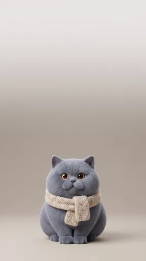 Stylized 3D Cat With Scarf Wallpaper