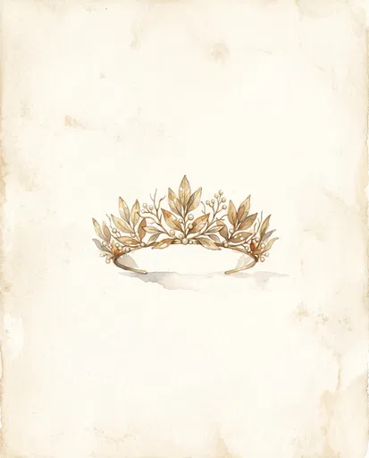 Watercolor Gold Laurel Crown on Parchment
