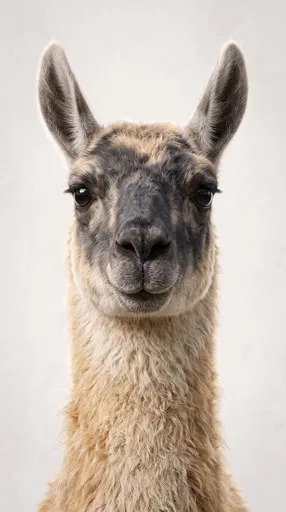 Front View Studio Portrait of Guanaco