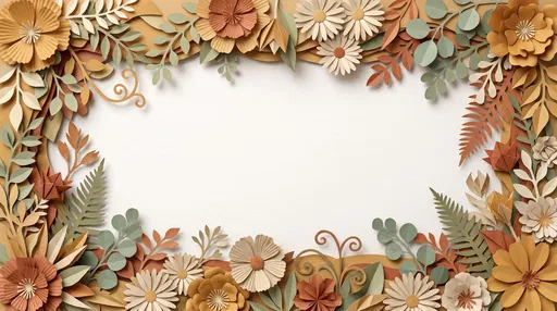 3D Paper Cut Floral Border Frame
