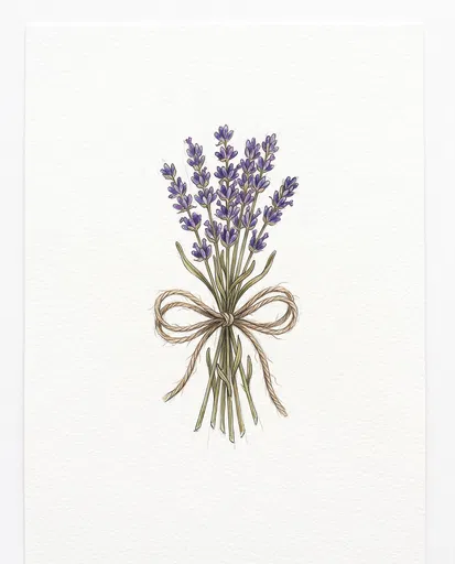 Botanical Lavender Bundle Colored Pencil Drawing