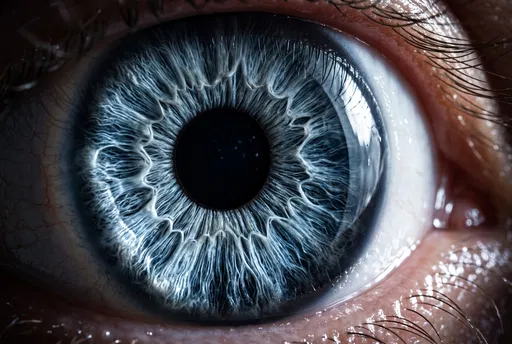 Macro Close-Up of Blue-Gray Human Eye