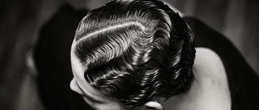 Overhead Monochrome Vintage Finger Waves Hairstyle