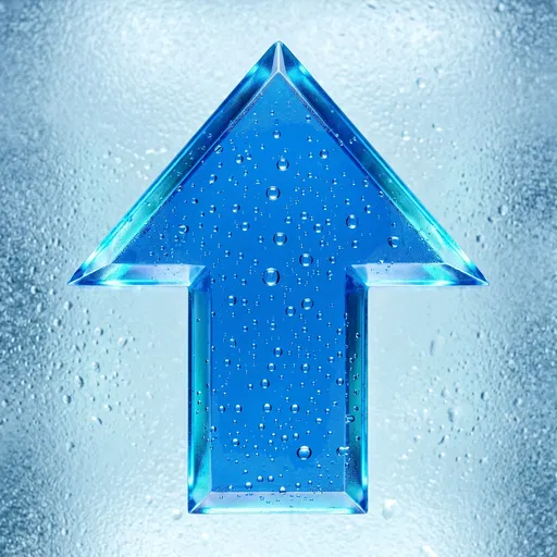 Blue Acrylic Upward Arrow With Water Droplets
