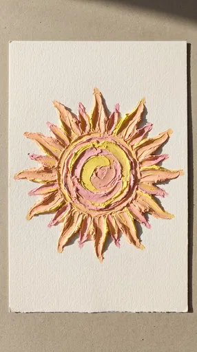 Textured Pastel Impasto Sun Painting on Paper