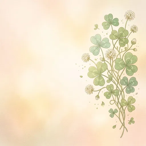Pastel Shamrock and Clover Botanical Illustration