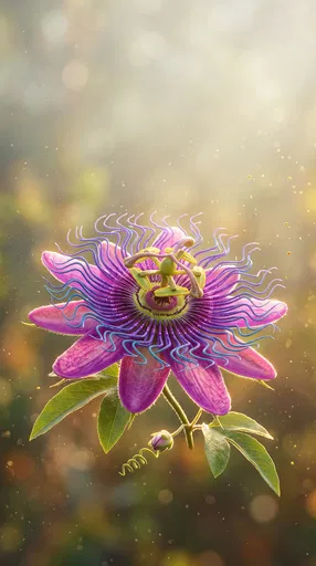 Vibrant Backlit Passionflower 3D Render