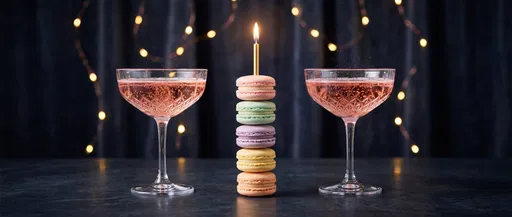 Pastel Macaron Tower With Pink Champagne