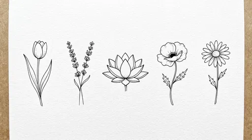 Five Minimalist Botanical Flower Line Drawings