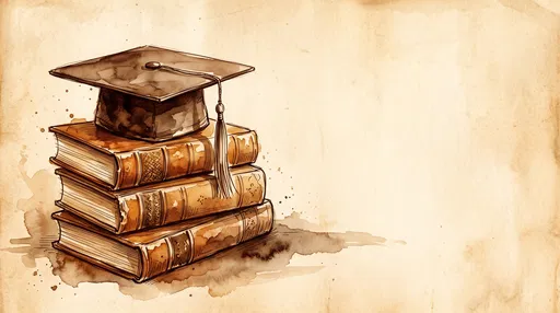 Sepia Graduation Cap on Stacked Books