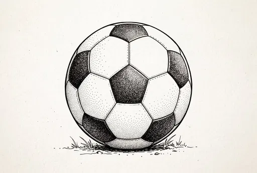 Stippled Ink Drawing of Soccer Ball