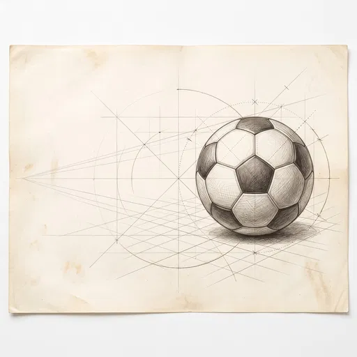 Technical Pencil Drawing of a Soccer Ball