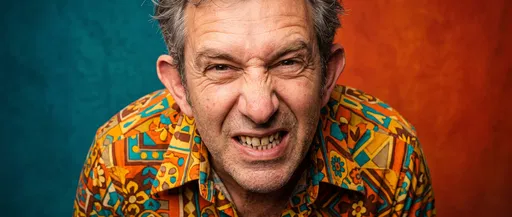 Quirky Man Making Comical Grimace Portrait