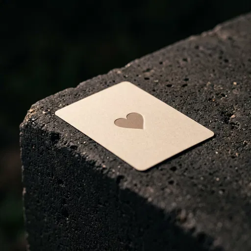Minimalist Cream Heart Card on Dark Concrete