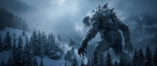 Colossal Ice Monster in Snowy Valley