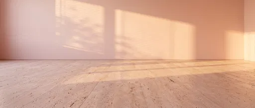 Sunlit Pink Wall and Travertine Floor