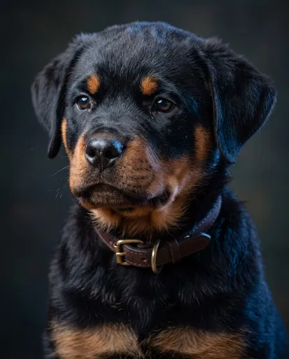 Studio Portrait of a Rottweiler Puppy