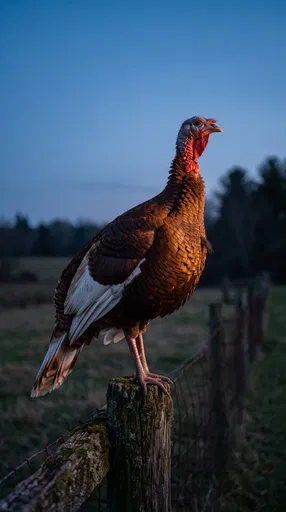 Bourbon Red Turkey on Fence Post