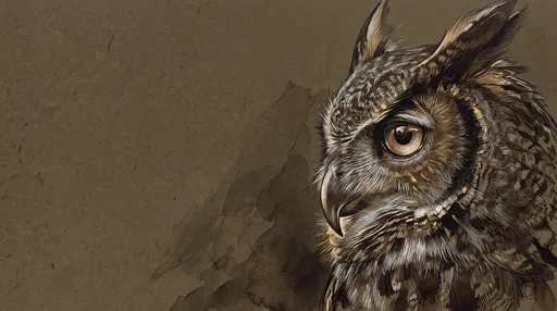 Great Horned Owl Ink Drawing