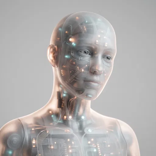 Translucent Humanoid Robot Studio Portrait