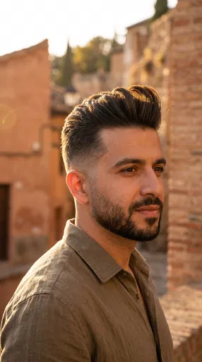 Man With Quiff Haircut At Golden Hour