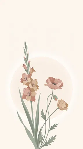 Minimalist August Birth Flowers Botanical Illustration
