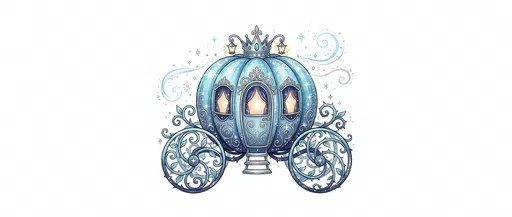 Enchanted Blue Fairytale Pumpkin Carriage Illustration
