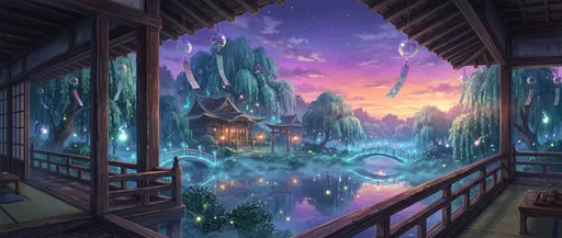Mystical Anime Shrine at Twilight