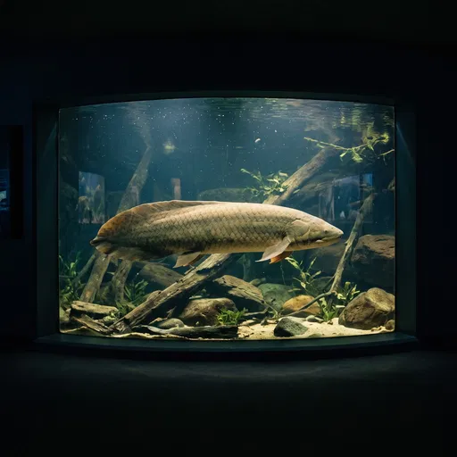 Queensland Lungfish in Illuminated Aquarium Tank