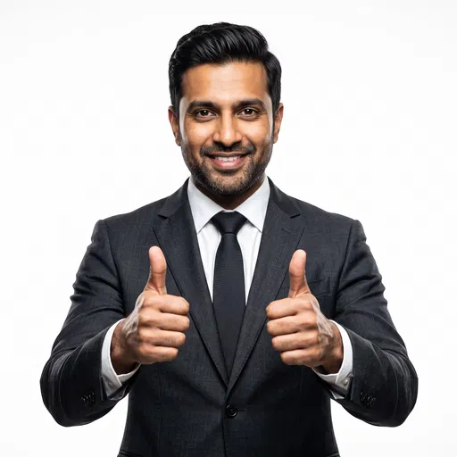 Smiling Businessman Giving Two Thumbs Up
