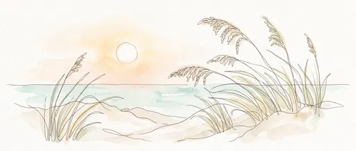 Minimalist Watercolor Beach Dune Grass Illustration
