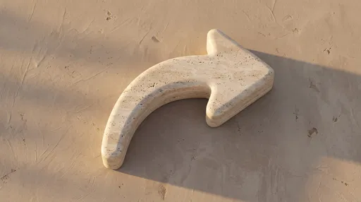 Curved Travertine Stone Arrow on Plaster